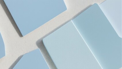 Obraz premium Abstract Arrangement of Light Blue Rectangles on White Surface.