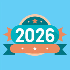 A clean flat vector 2026 new year text vector art illustration 4