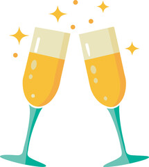 a flat vector illustration of two clinking champagne glasses  3