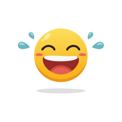 Fototapeta premium Overjoyed Laughter Emoji with Tears of Joy Streamed Down, Represents Extreme Happiness and Playfulness