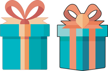  A flat vector wrapped gift box vector art illustration