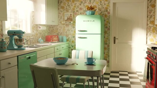 Retro Kitchen Scene - A Nostalgic Trip Back in Time.