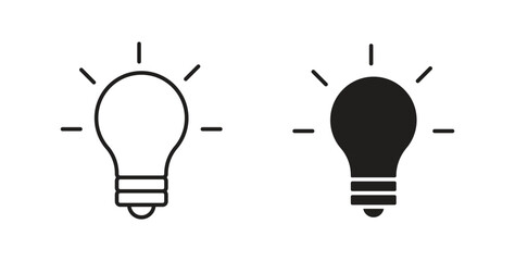 Light bulb icon in simple flat trend modern graphic design abstract logotype element