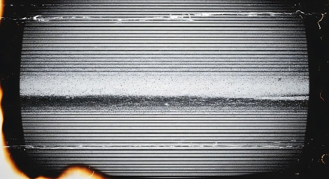 Vintage Television Static Screen with Burned Edges and Grainy Texture.