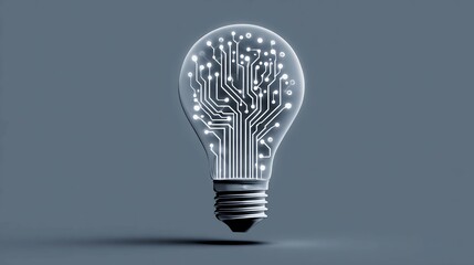 Light bulb with circuit board pattern representing innovation and technology concept for creative ideas and 