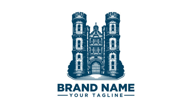 Elegant medieval castle fortress logo vector illustration, a majestic and secure architectural graphic design for branding and corporate identity