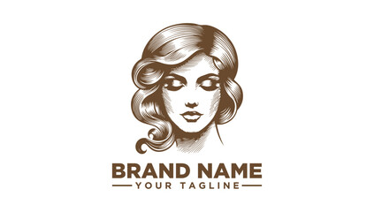 Elegant Woman Vector Illustration Logo Design, perfect for beauty, fashion, or salon brands, featuring a classic, serene female portrait artwork