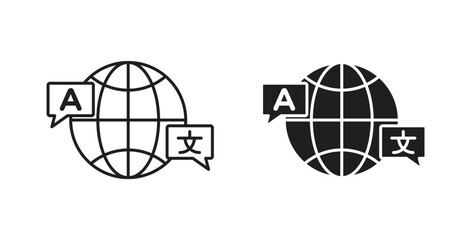 Language icon in line design and solid black and white colors for designs © Martin
