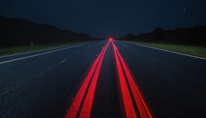 Glowing Red Lines Leading into the Darkness