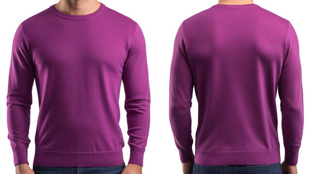 Explore stylish purple sweater showcasing front and back design for online fashion catalog or apparel design mockups today