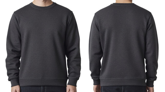 Versatile charcoal gray sweatshirt mock up offering both front and back views for showcasing designs and branding projects