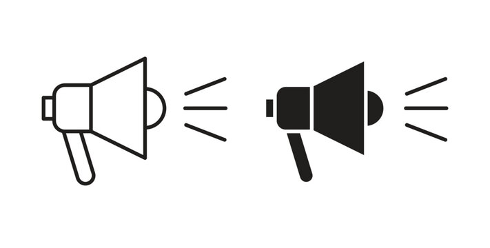 Loud Speaker icon simple vectors in black, suitable for projects