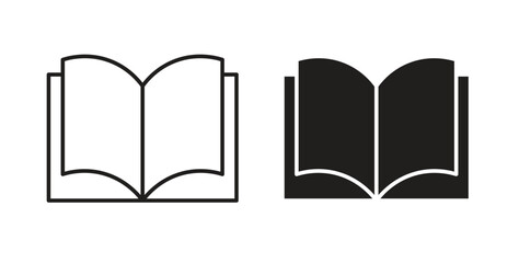 open book icon simple vectors in black, suitable for projects