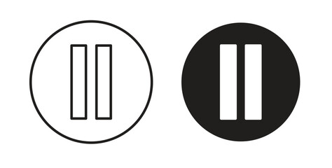 Pause button icon simple vectors in black, suitable for projects