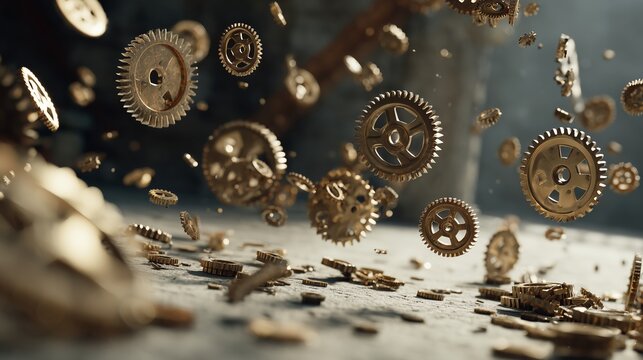 A Dynamic Collection of Gears in Motion Capturing the Intricacies of Mechanical Engineering and Design in a Stunning Visual Display