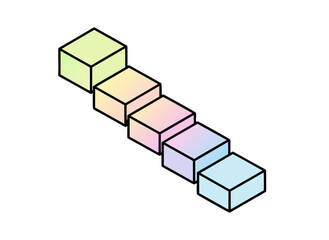 Isometric Pastel Colored Stair Blocks Arranged in a Diagonal Line on a White Background Conceptual Representation of Progress Steps Growth and Development in a Simple Clean Vector Design