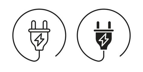 Plug icon simple vectors in black, suitable for projects