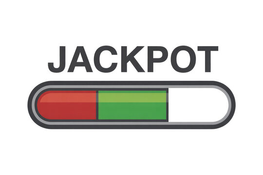 A 'JACKPOT' title above a progress bar, partially filled with red and green, signifying progress towards a big win or game achievement. background removed