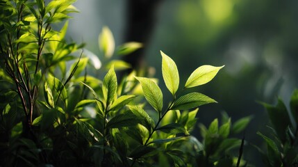 Obraz premium Sunlit Verdant Canopy, Evoking Serenity and the Vitality of Nature