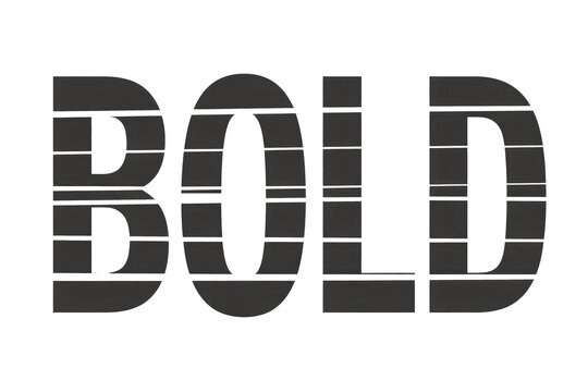 The word 'BOLD' is shown in dark grey, fragmented into many geometric segments, creating a deconstructed, modern text effect on a dark transparent background. background removed