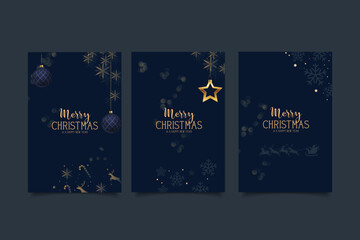  Happy Holidays, season greeting and new year vector mobile social media template card set with Christmas element decoration,christmas greeting card,christmas poster