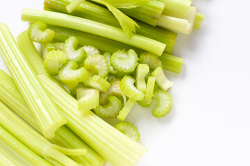 Fresh cut celery, raw celery stem
