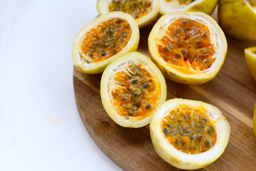 Yellow passion fruit, tropical exotic fruit