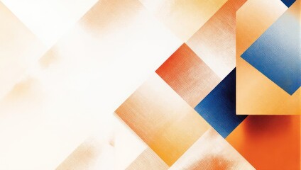 Abstract geometric background with blue and orange squares.