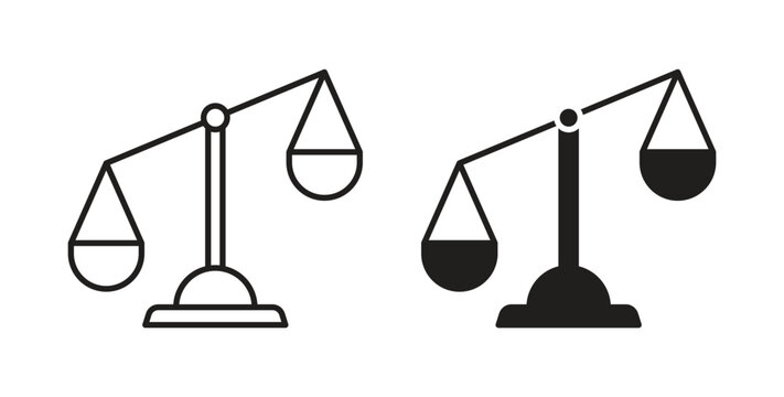 Scales of justice icon simple vectors in black, suitable for projects
