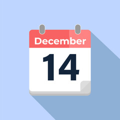 December 14 Vector Calendar
Modern flat color vector calendar with date