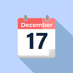Fototapeta premium December 17 Vector Calendar Modern flat color vector calendar with date