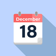 December 18 Vector Calendar
Modern flat color vector calendar with date