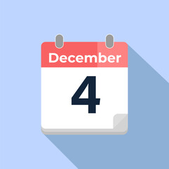 December 4 Vector Calendar
Modern flat color vector calendar with date