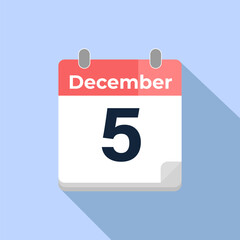 December 5 Vector Calendar
Modern flat color vector calendar with date