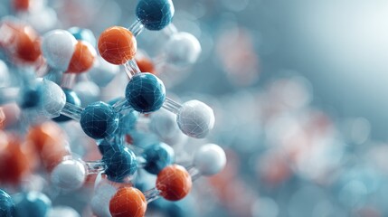 Intricate Molecular Structure with Spheres, Connecting Rods and Blurred Background