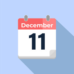December 11 Vector Calendar
Modern flat color vector calendar with date