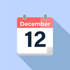 December 12 Vector Calendar
Modern flat color vector calendar with date