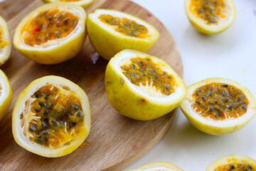 Yellow passion fruit, tropical exotic fruit