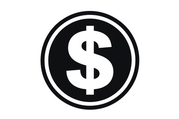 Obraz premium A dark green dollar sign icon centered in a black circular emblem with a green outline, on a solid dark transparent background. background removed