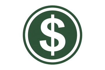 Obraz premium A minimalist dark green dollar sign icon, symbolizing finance, currency, wealth, and economic prosperity within a circular outline. background removed