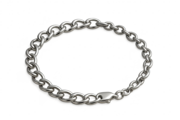 Elegant silver chain bracelet isolated on transparent background, luxurious accessory.