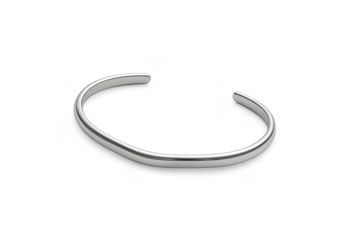 Shiny silver cuff bracelet, elegant, isolated on transparent background