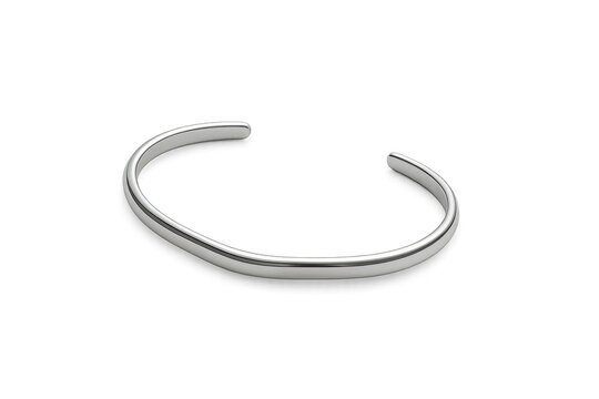 Shiny silver cuff bracelet, elegant, isolated on transparent background