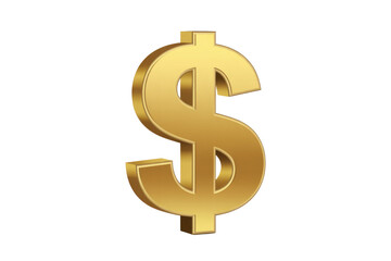 Obraz premium A sparkling 3D golden dollar sign, radiating luxury and prosperity, symbolizes financial wealth, investment, and economic success on a transparent background. background removed