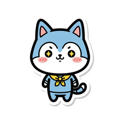 Obraz premium Kawaii Cute Cat and Dog Character Sticker Set – Pastel Chibi Animal Illustrations