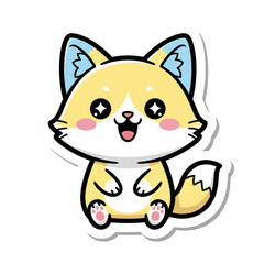 Obraz premium Kawaii Cute Cat and Dog Character Sticker Set – Pastel Chibi Animal Illustrations