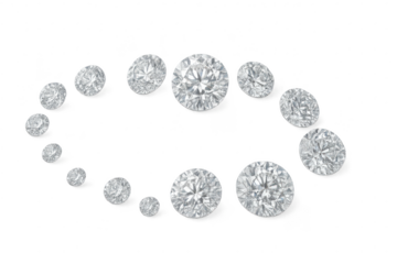 Brilliant-cut diamonds in a circle, cut-out with transparent background