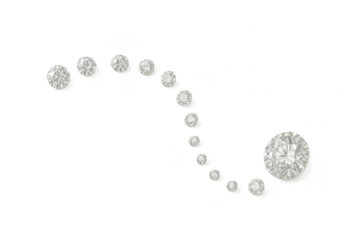 Brilliant cut diamonds in a wavy pattern, isolated on transparent background, luxurious.