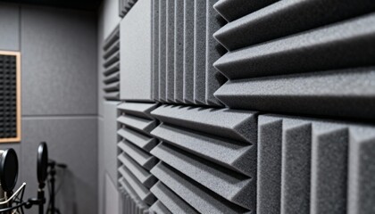 Medium shot capturing dense foam absorbers mounted on studio walls highlighting their capacity to absorb sound waves and minimize reverberation in recording spaces