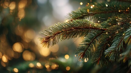 Detailed macro view of pine needles with glowing bokeh and natural evergreen texture variation 6